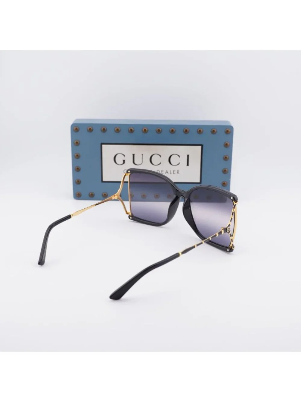 Gucci GG0592SK 001 Butterfly Sunglasses - Black / Grey